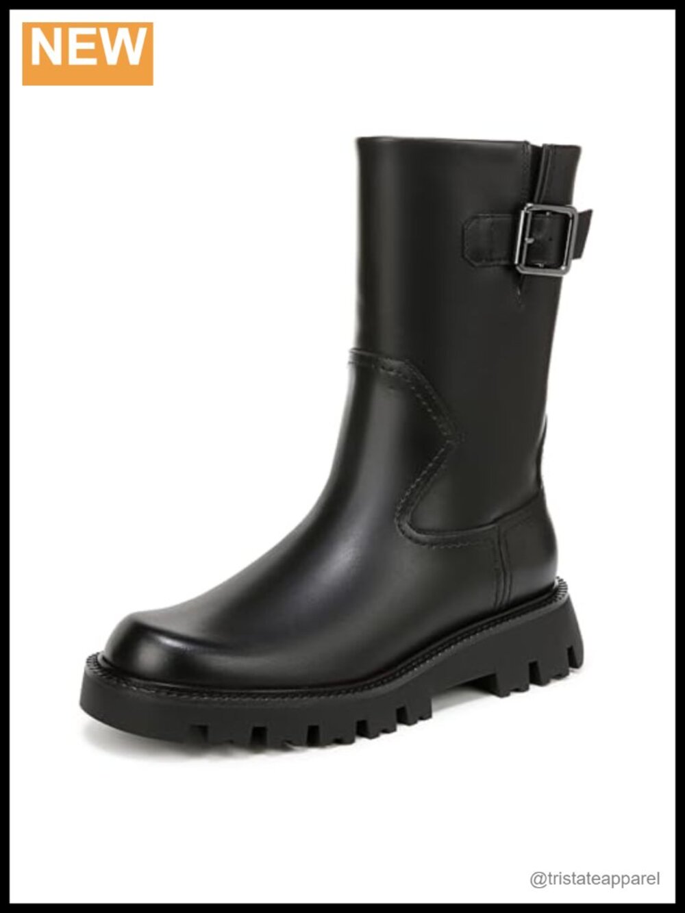 Franco Sarto Women's Brina Mid-Calf Leather Moto Boots